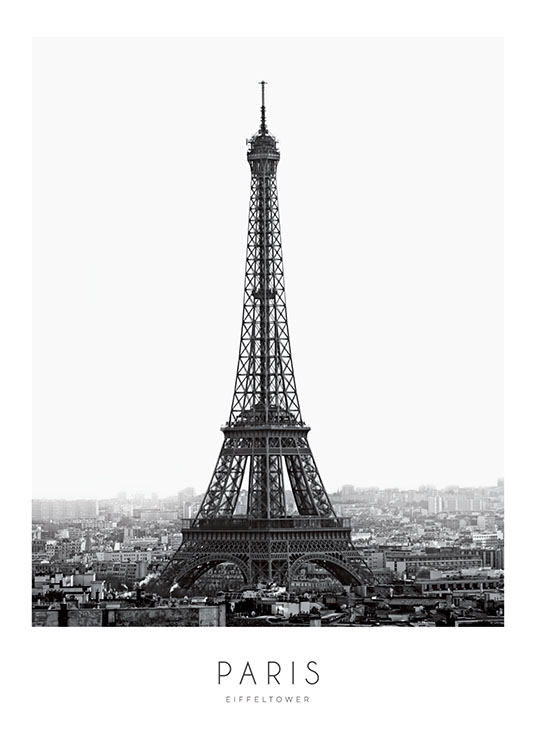 Black And White Eiffel Tower Poster