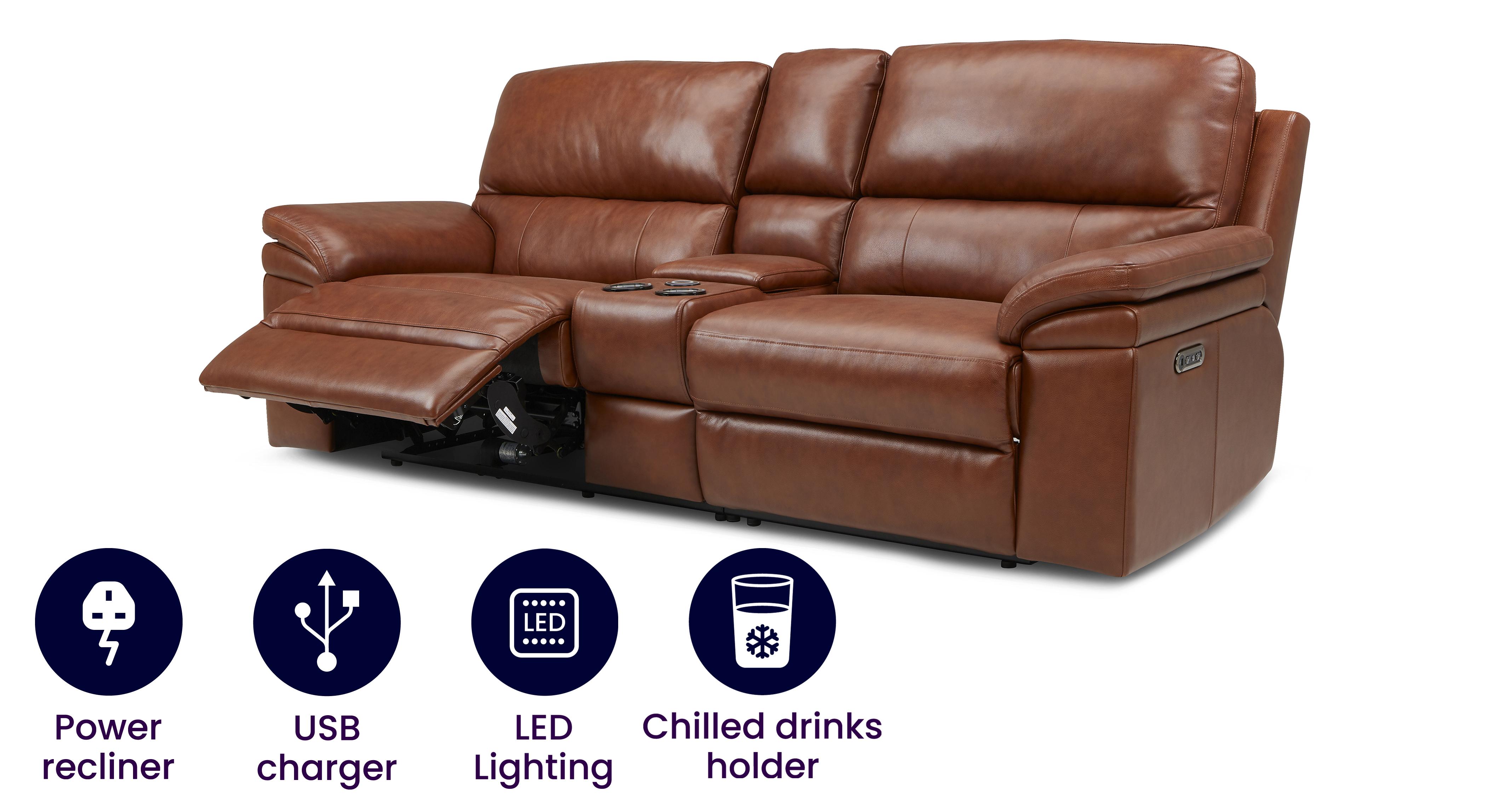 Markham Large 2 Seater Power Recliner And Smart Console DFS