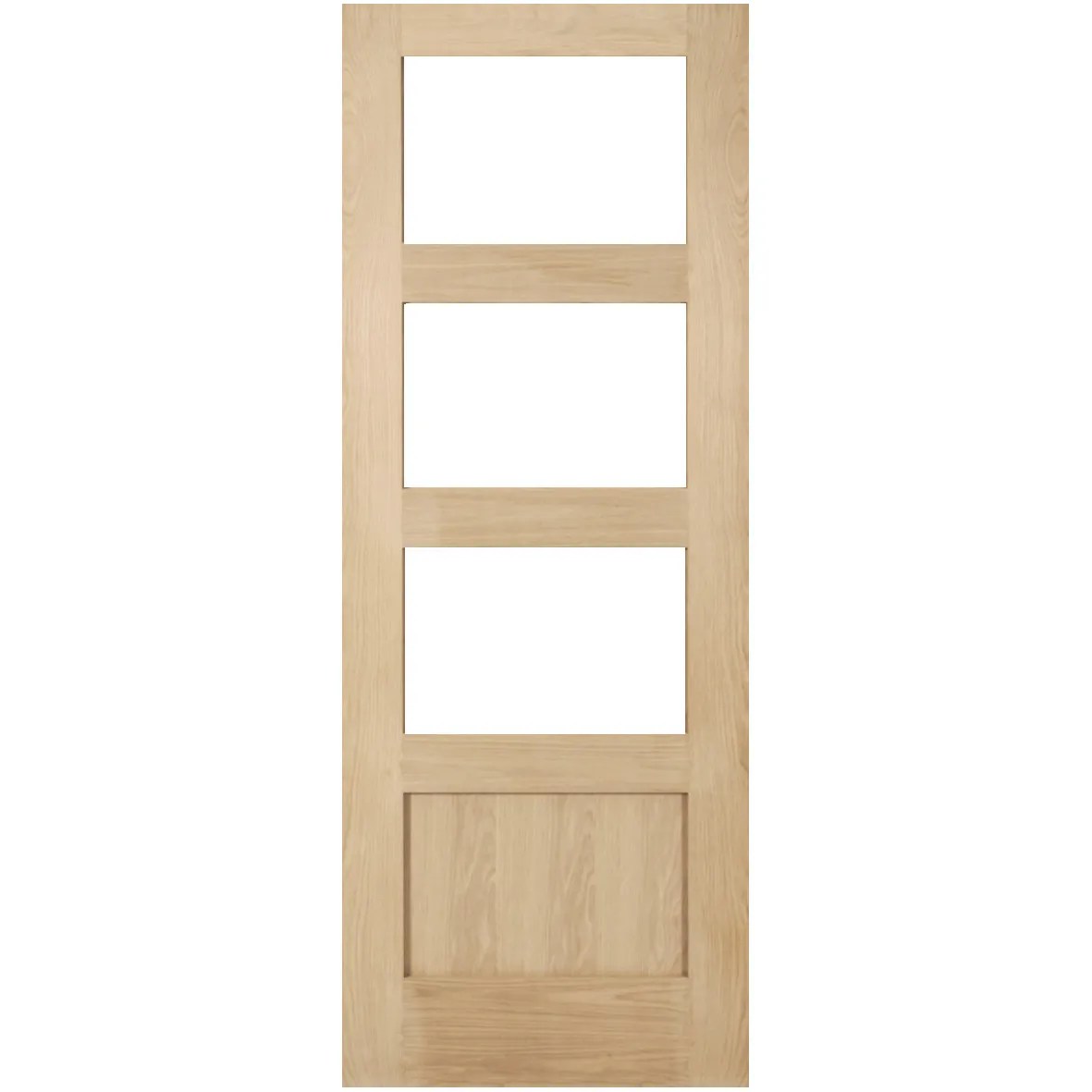 1981 x 686 x 35mm (27") Oak Shaker 3 Light Clear Glass Internal Door