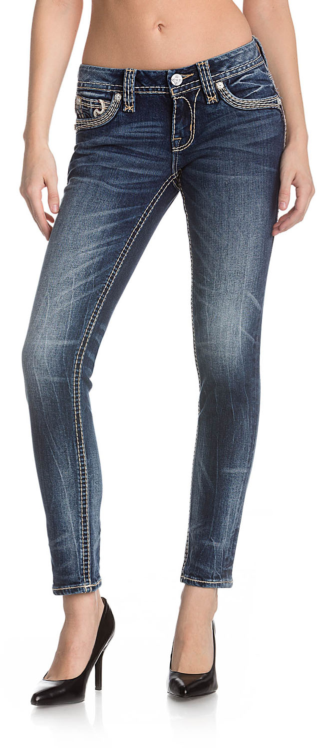 Rock Revival Womens Braylee S205 Skinny Jeans With Flap