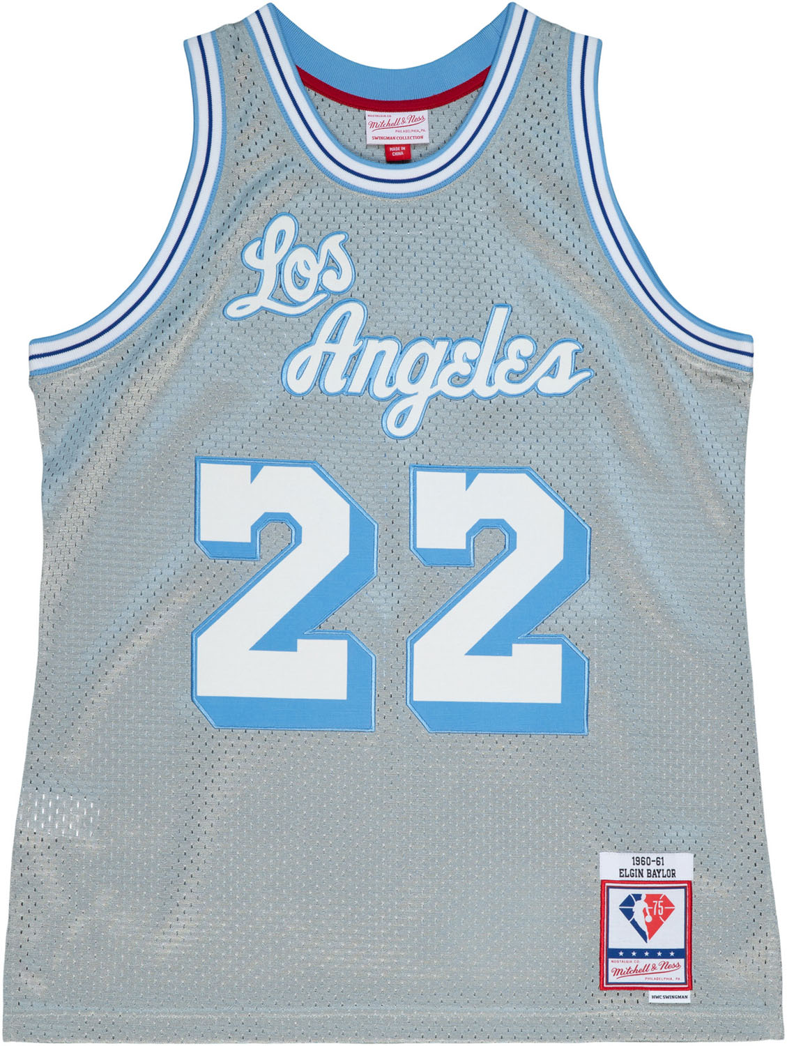 Mitchell And Ness Los Angeles Lakers Mens 75Th Silver Swingman Jersey