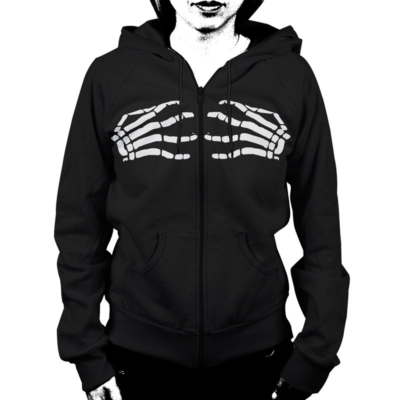 Misfits Womens Skeleton Hands Hooded Sweater In Black