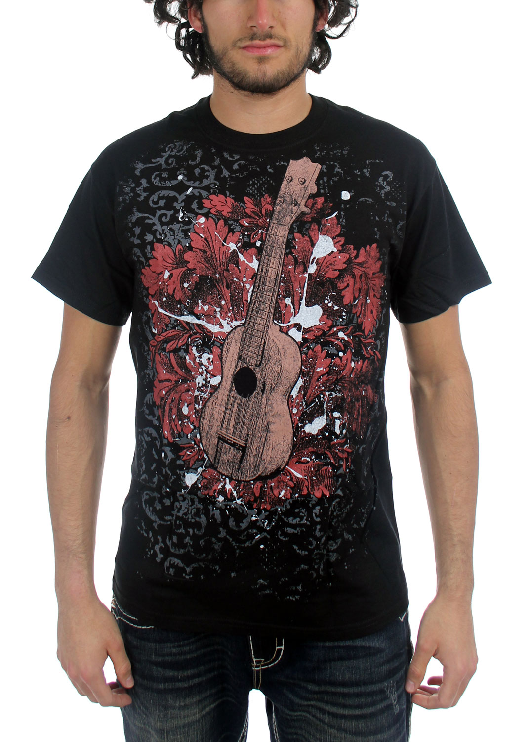 Guitar Designs Ukulele Mens TShirt In Black