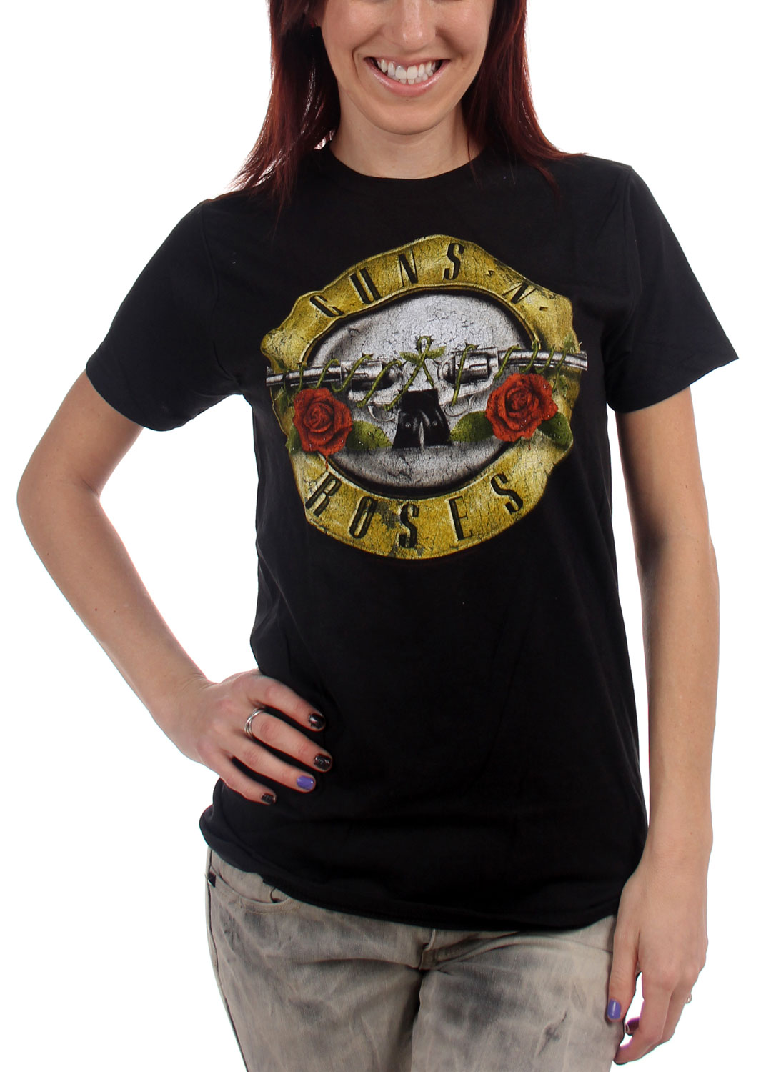 Guns N Roses Juniors Distressed Bullet TShirt In Black