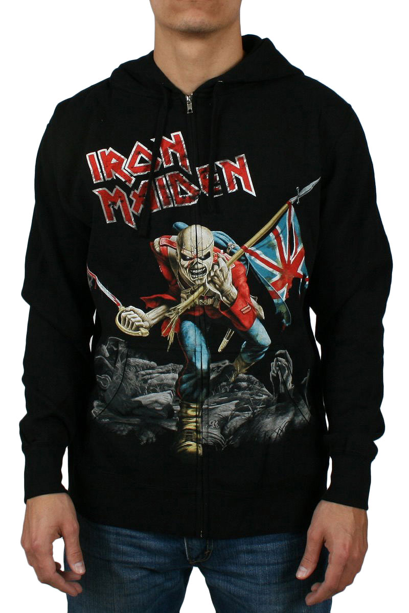 Iron Maiden Scuffed Trooper Zip Hoodie Adult Zip Hoodie in Black
