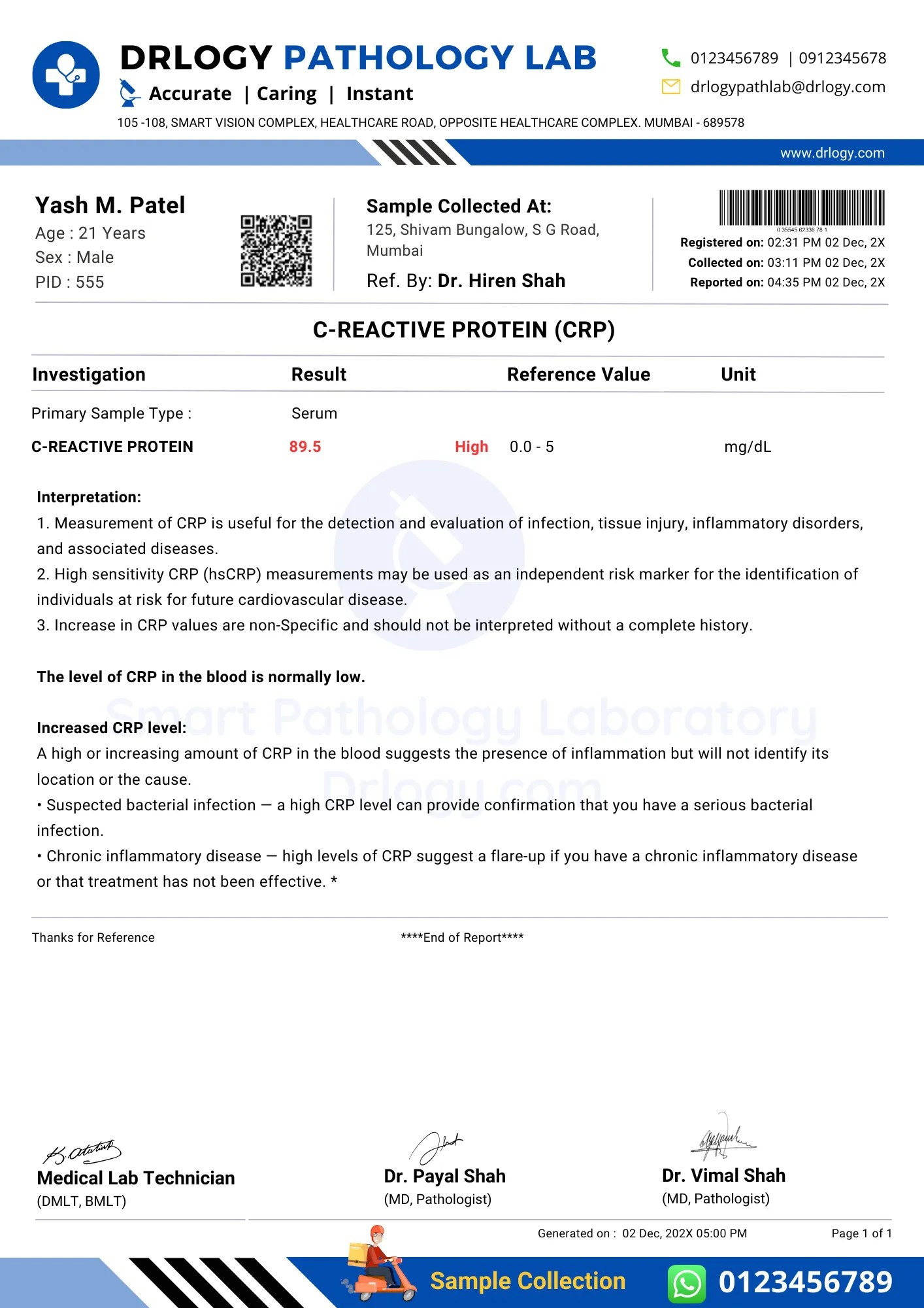 CRP Test Report Format 10 Key Clinical Guidelines Drlogy
