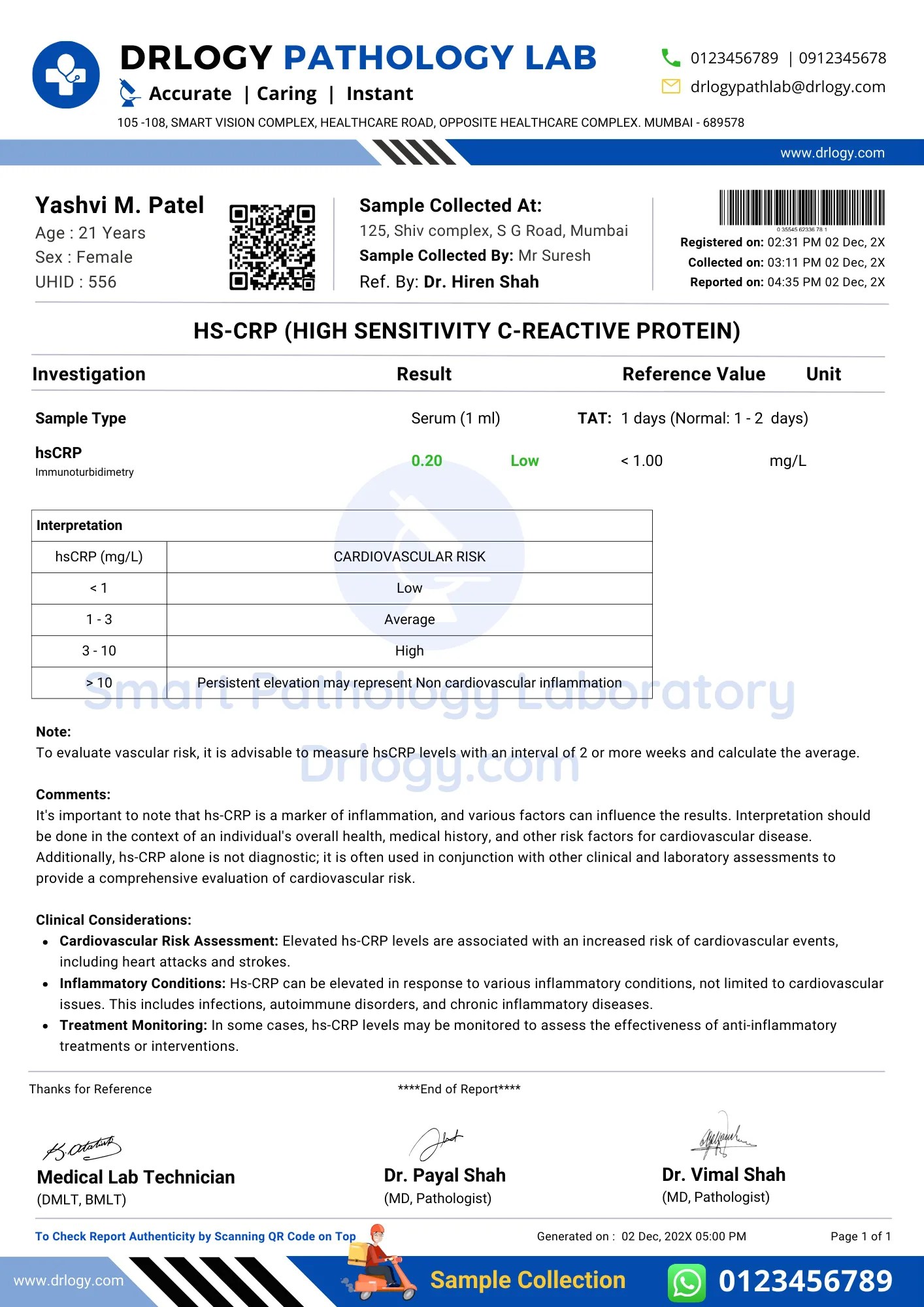 HSCRP Test Report Format 10 Key Clinical Guidelines & Example Drlogy