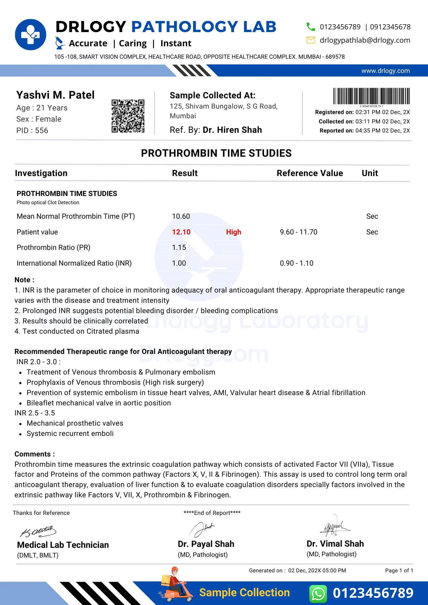 Prothrombin Time Test Purpose, Procedure, Price and Results Drlogy