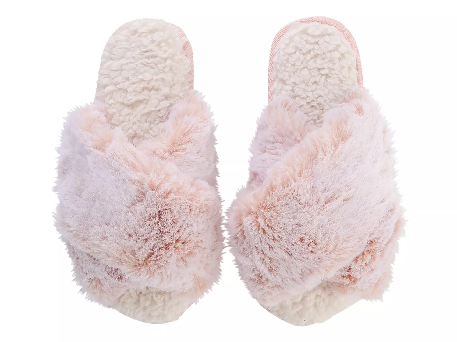 Lemon Faux Fur Criss Cross Slide Slipper Womens DSW