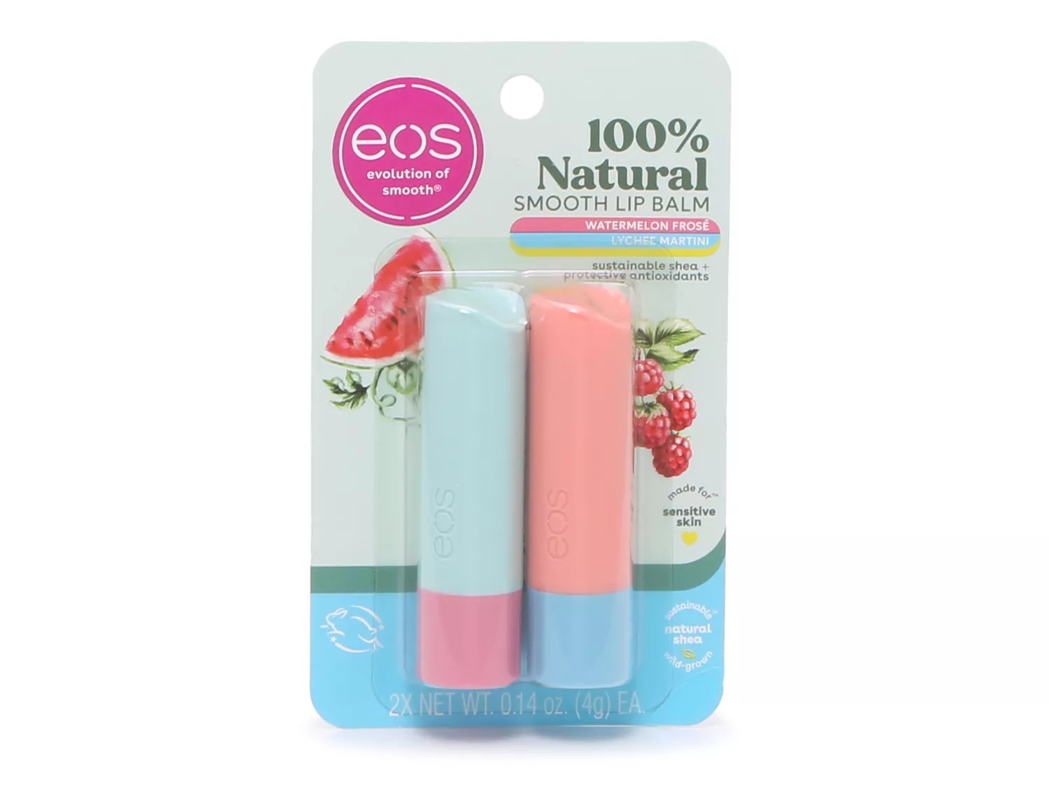 eos Watermelon Frose & Lychee Martini Lip Balm Set 2 Pack Free