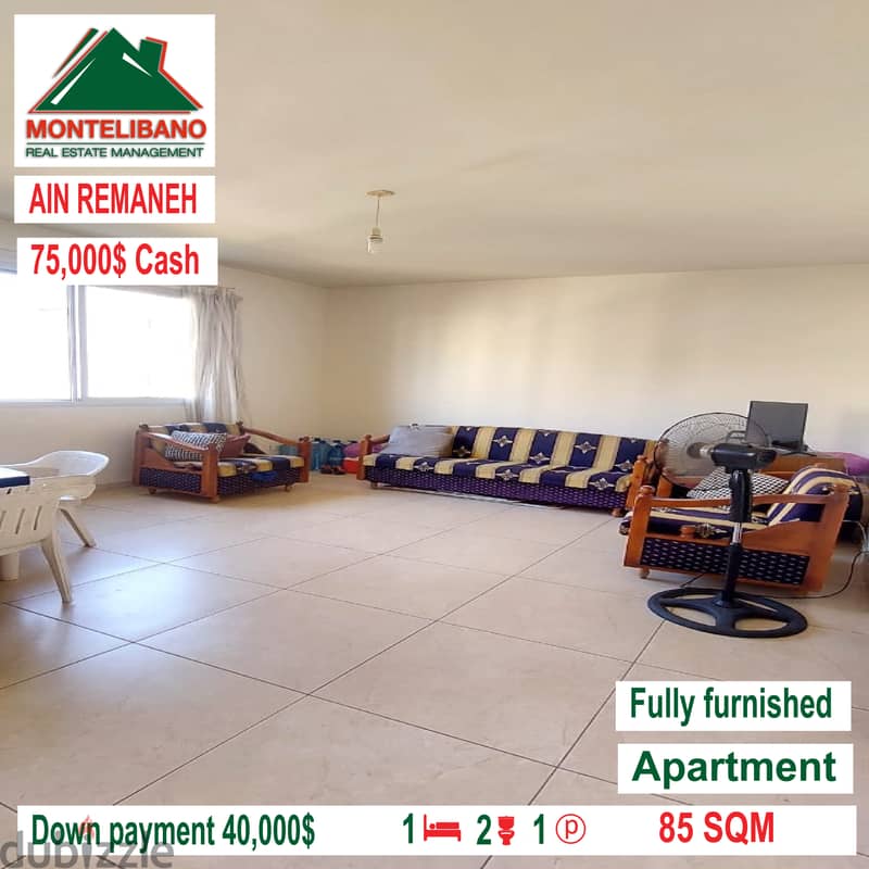 Down payment apartment furnished for sale in AIN REMANEH