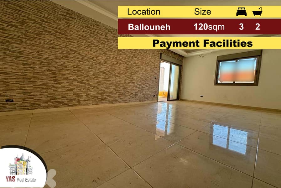 Ballouneh 120m2 Brand New Calm Area Payment Facilities