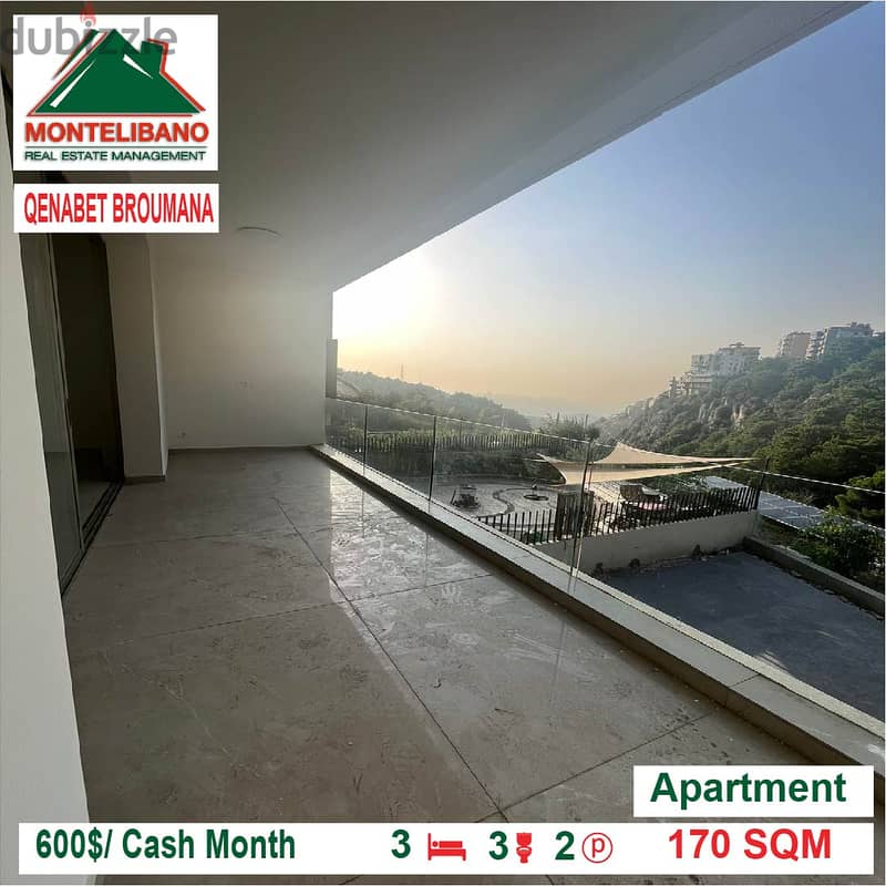 600/Cash Month!! Apartment for rent in Qenabet Broumana!! Apartments