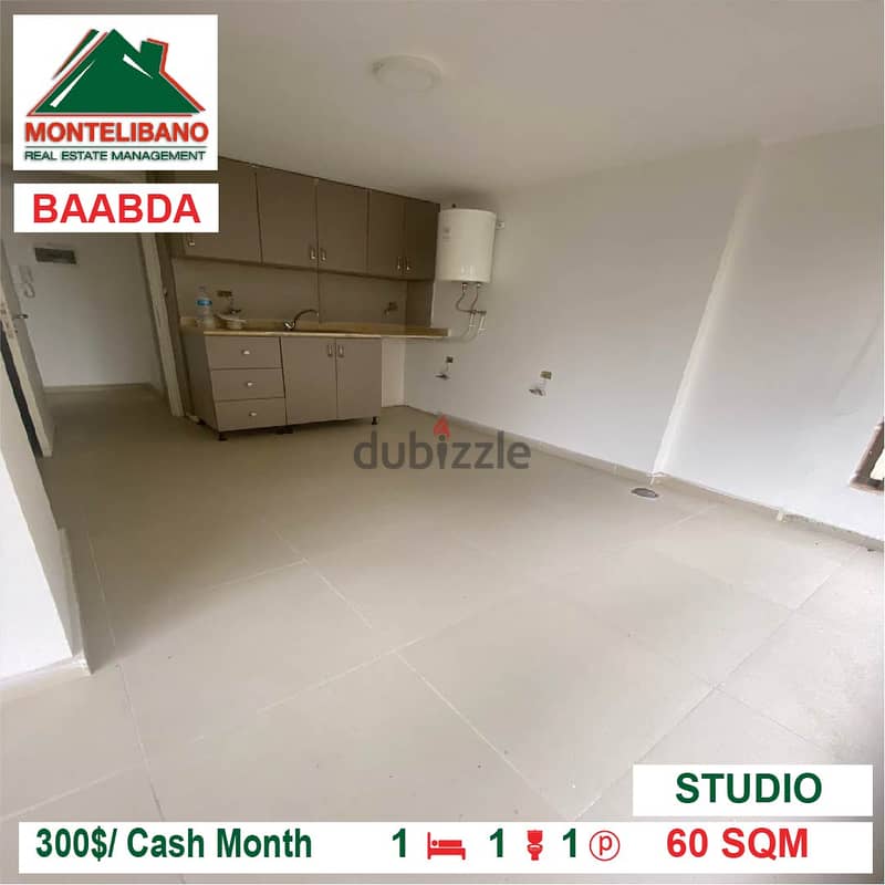 300/Cash Month!! Studio for rent in Baabda!! Apartments & Villas For