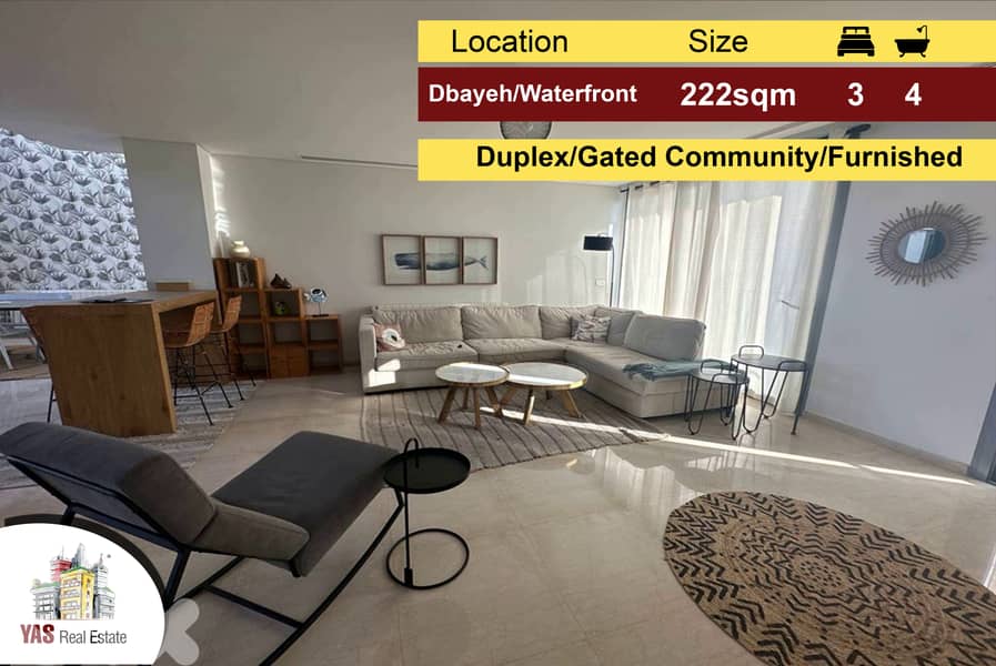 Dbayeh / Waterfront 222m2 Duplex Furnished Luxury MJ Apartments & Villas For Sale
