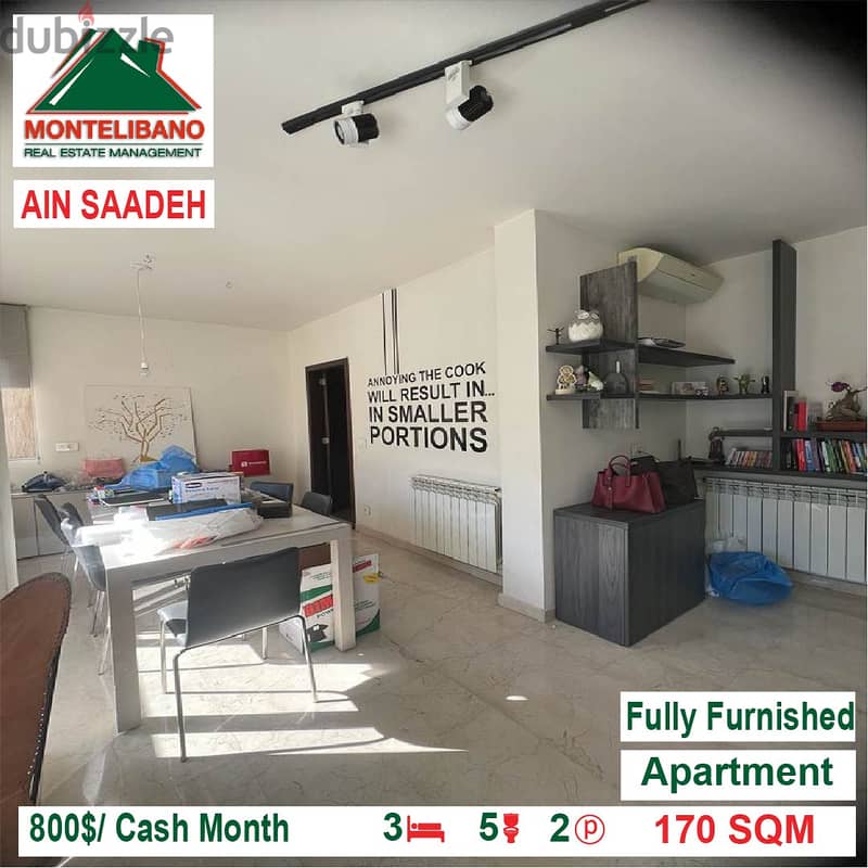 800/Cash Month!! Apartment for rent in Ain Saadeh!! Apartments