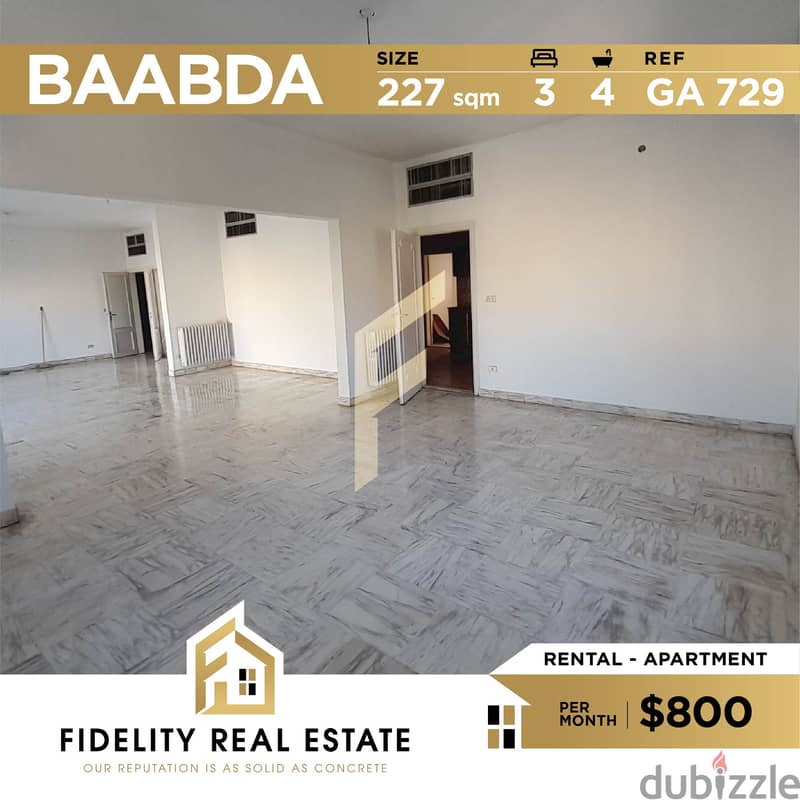 Apartment for rent in Baabda GA729 Apartments & Villas For Rent