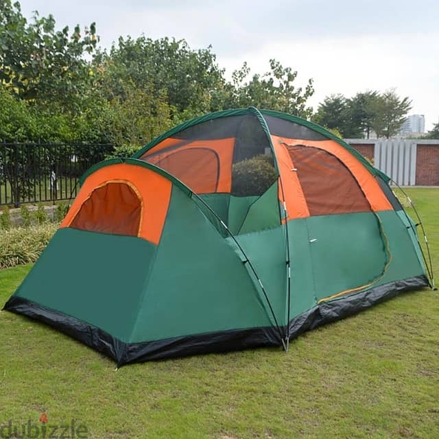 Large Family Camping Tent, Outdoor Army Green Garden Tent, 8 People