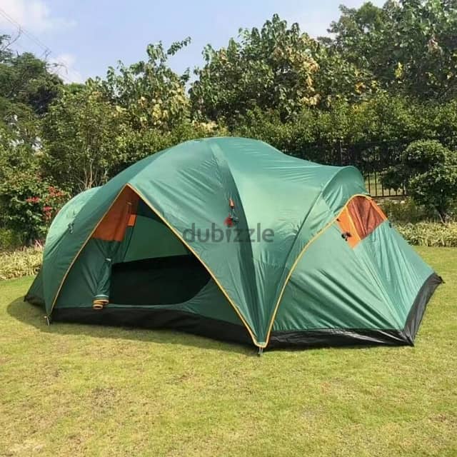 Large Family Camping Tent, Outdoor Army Green Garden Tent, 8 People