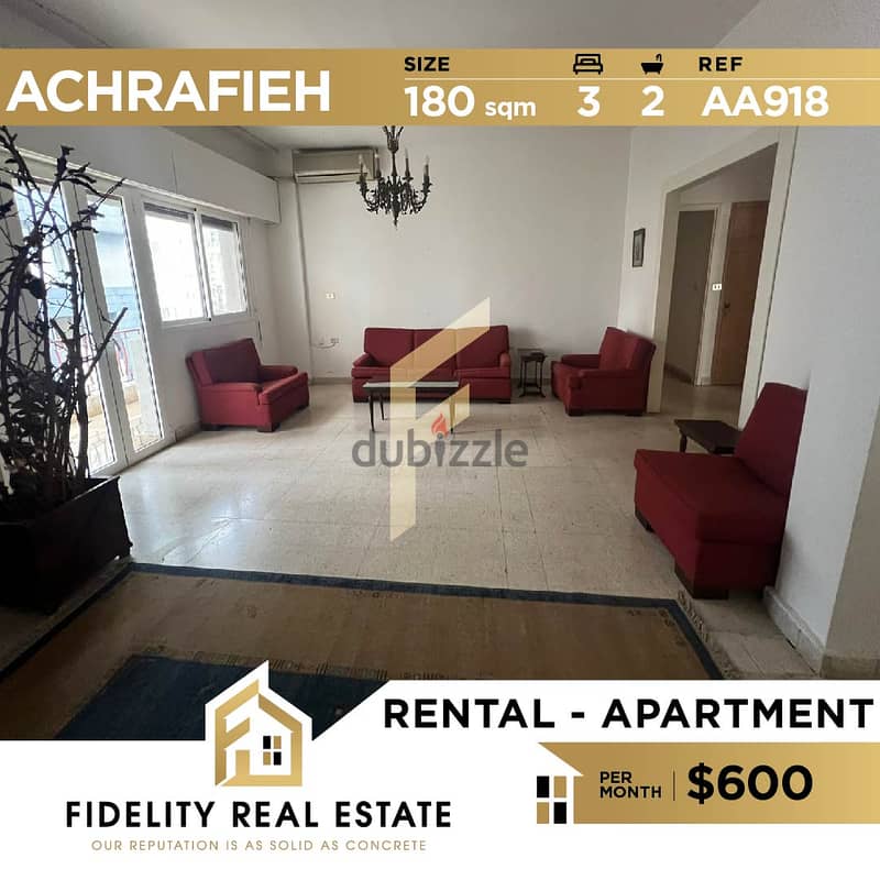 Apartment for rent in Achrafieh AA918 Apartments & Villas For Rent