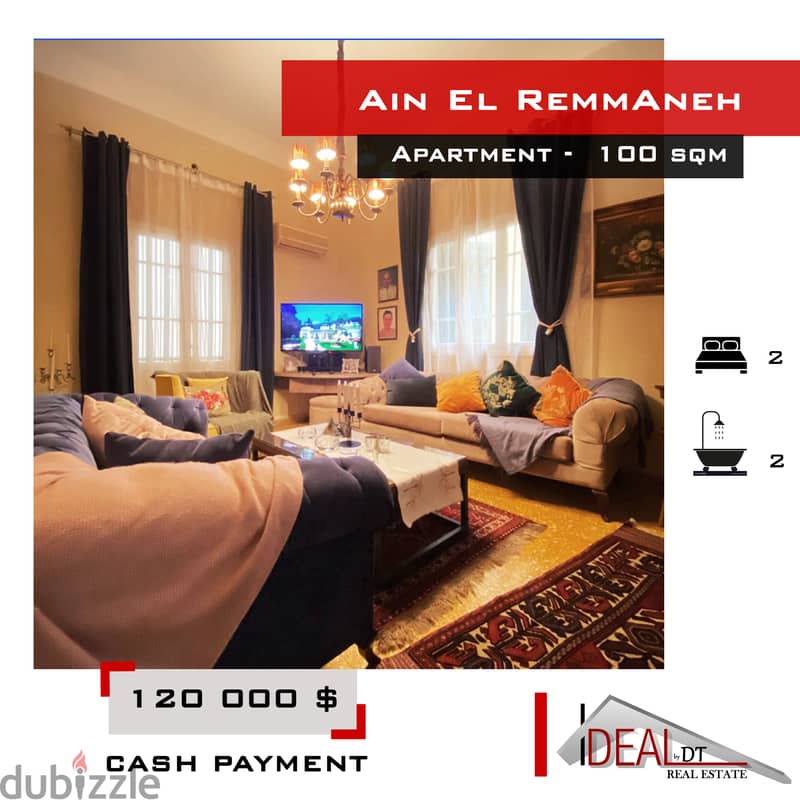 Apartment for sale in Ain El Remmaneh 100 sqm refjpt22128 Apartments