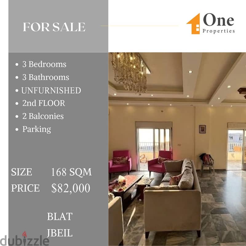 Apartment for SALE, in BLAT/JBEIL, with a great sea view. Apartments & Villas For Sale 115662500