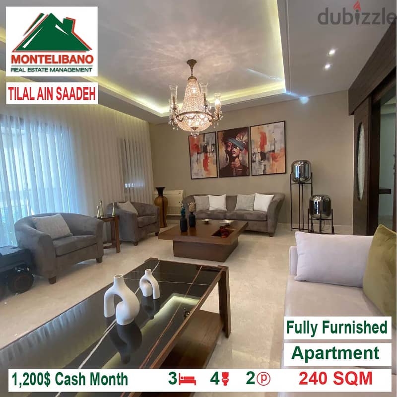 1200!! Apartment for rent located in Tilal Ain Saadeh Apartments