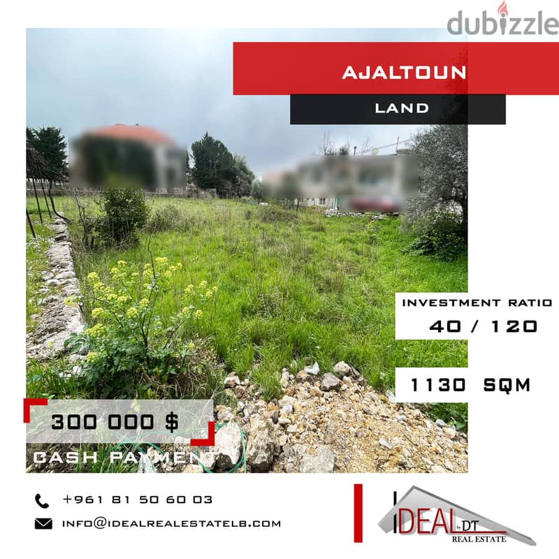 Flat Land for sale in Ajaltoun 1130 sqm 0 slops refnw56342 Lands