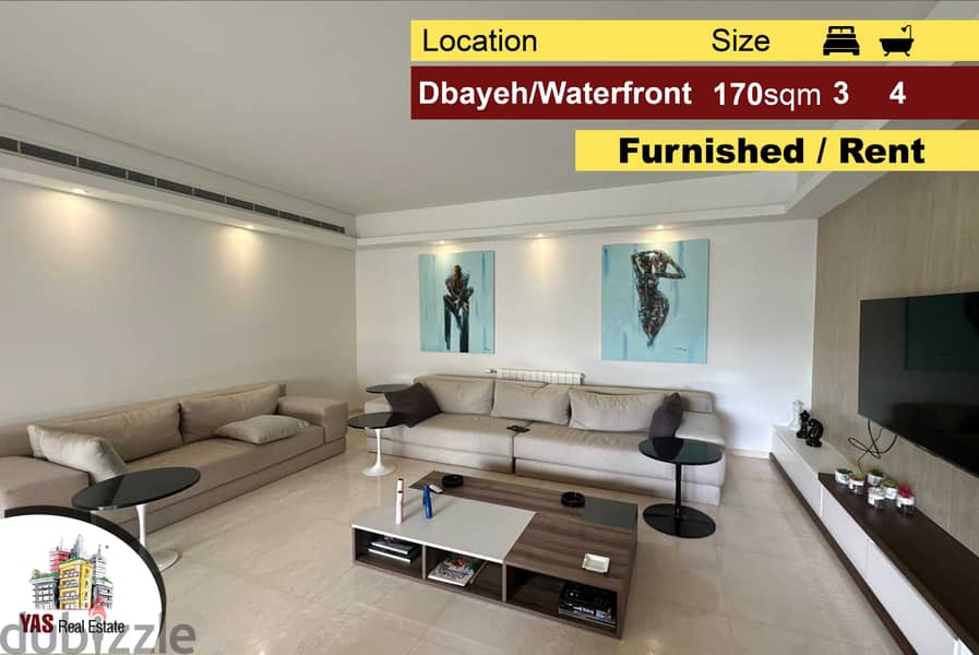 Dbayeh/Waterfront 170m2 50m2 Garden New Furnished Rent MJ