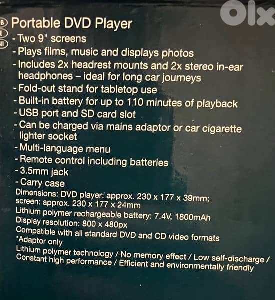 Silvercrest portable car dvd player 9 inch All Vehicles Accessories