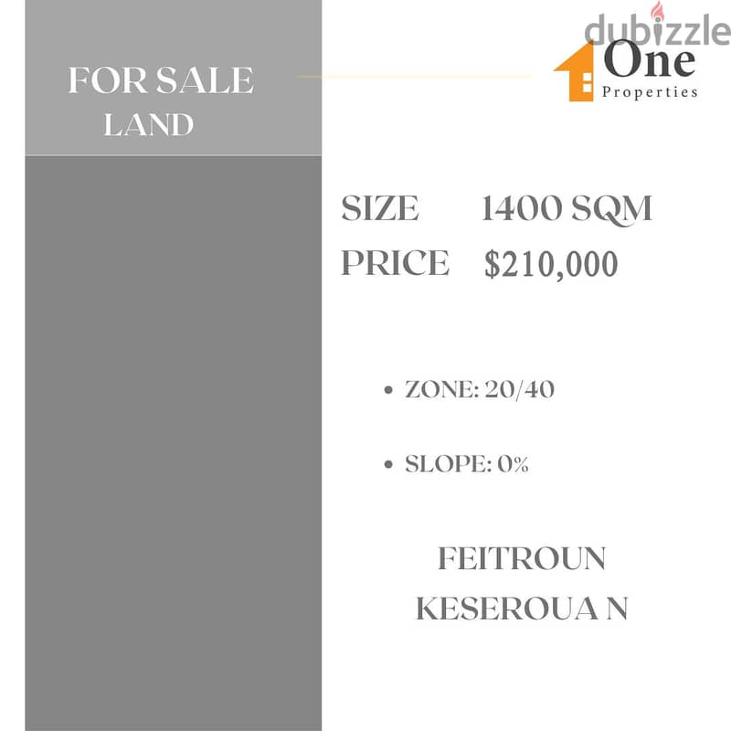 LAND FOR SALE in FEITROUN/KESEROUAN, near highway. Lands for Sale