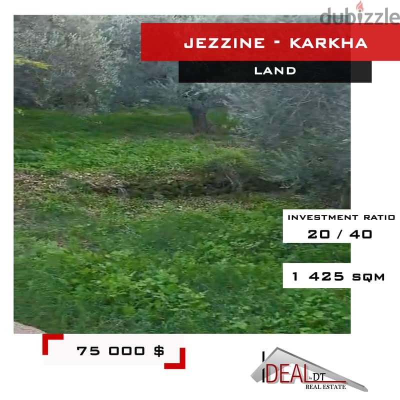 Land for sale in Jezzine karkha 1425 sqm refjj26078 Lands for Sale