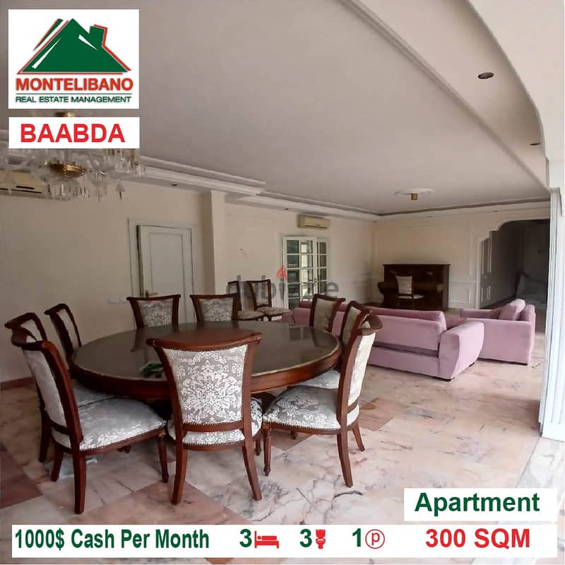 1000!! Apartment for rent located in Baabda Apartments & Villas For