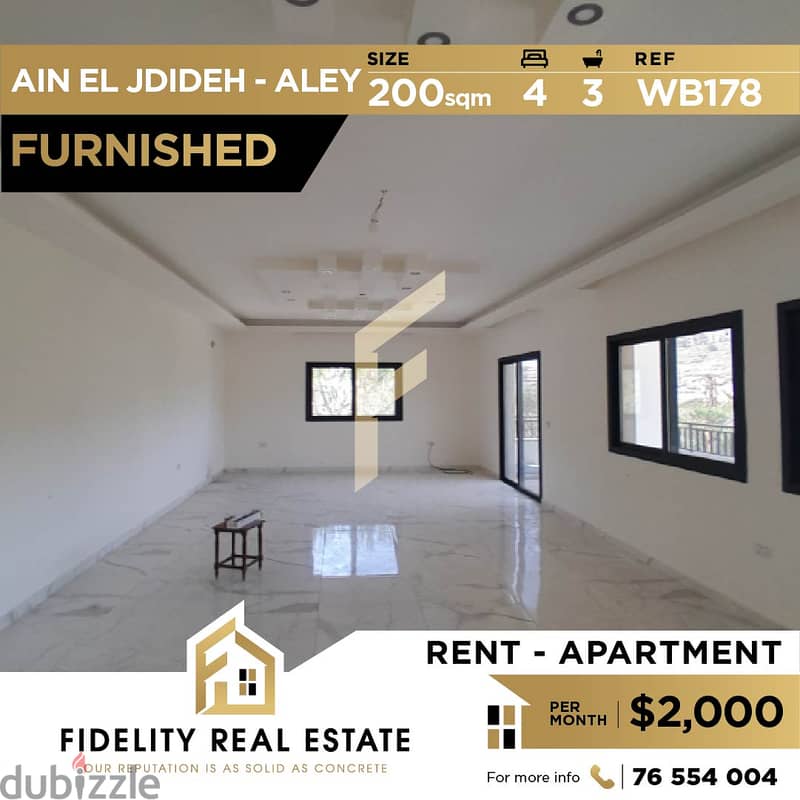 Furnished apartment for rent in Aley Ain jdideh WB178 Apartments