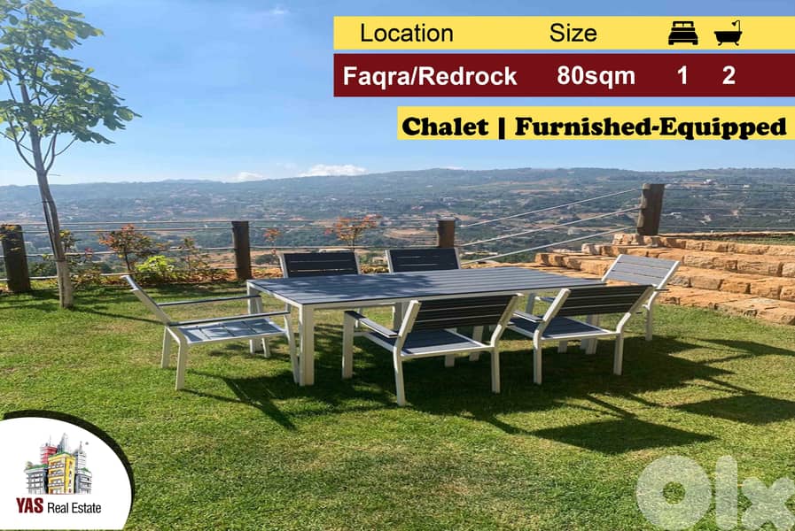 Faqra/Redrock 80m2 140m2 Garden Furnished/Equipped Chalet ViewD