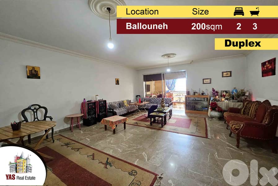 Ballouneh 200m2 Duplex Well Maintained Private Entrance TO
