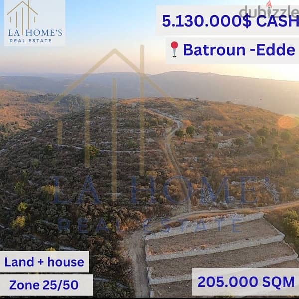 land and house for sale in batroun eddeارض و منزل للبيع في البترون اده