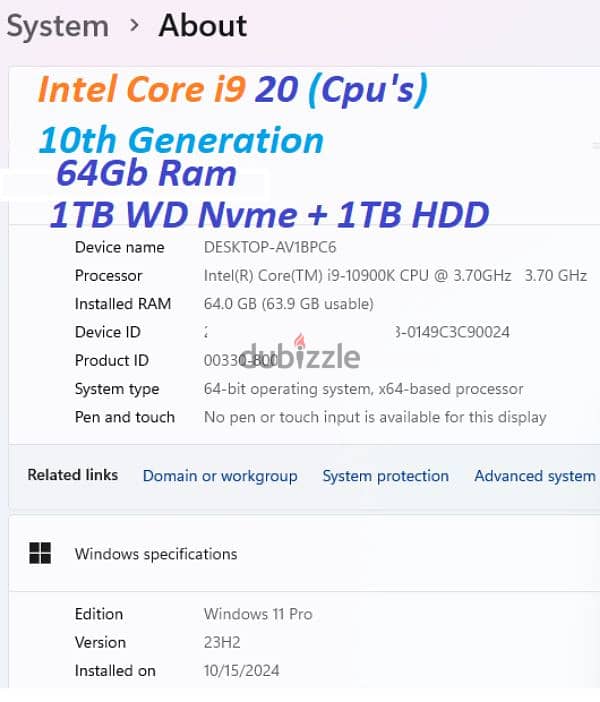 Asus Full Setup gamin PC i9, 64gb ram,water cooling مع المكتب والكرسي