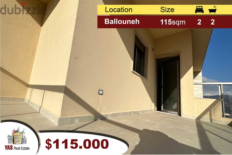 Ballouneh 115m2 New Mountain View Luxurious Cash Apartments