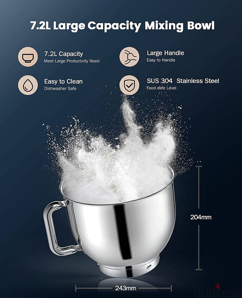 CHeflee Stand Mixer 7.2L 1800W عجانة خارقة Kitchen Equipment