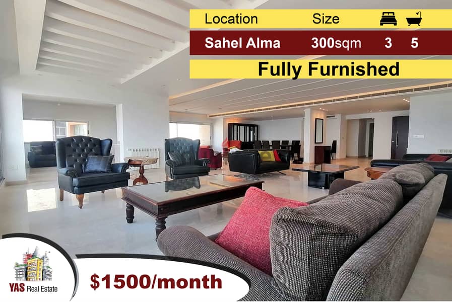 Sahel Alma 300m2 Elegant Furnished Apartment Panoramic View Rent