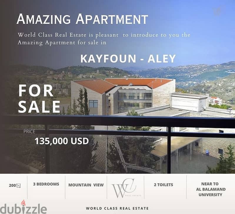 Apartment for Sale in Kayfoun/Aleyشقة للبيع في عاليه/كيفون