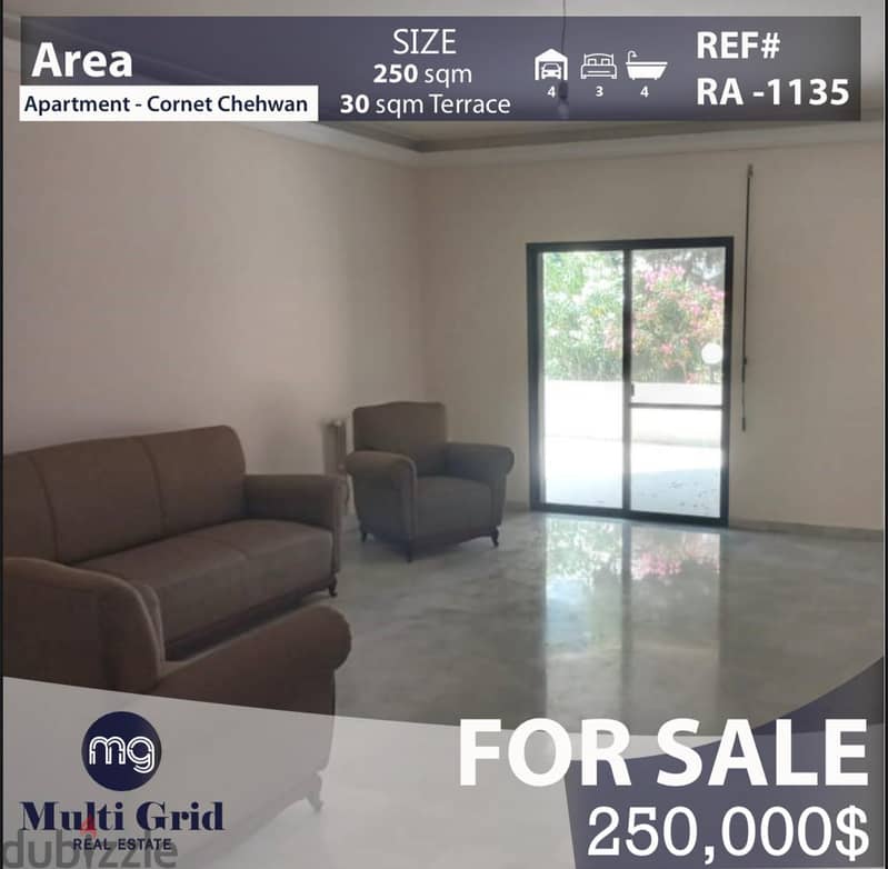 Chehwan, For Sale, 250 m2, شقّة للبيع في قرنة شهوان Apartments