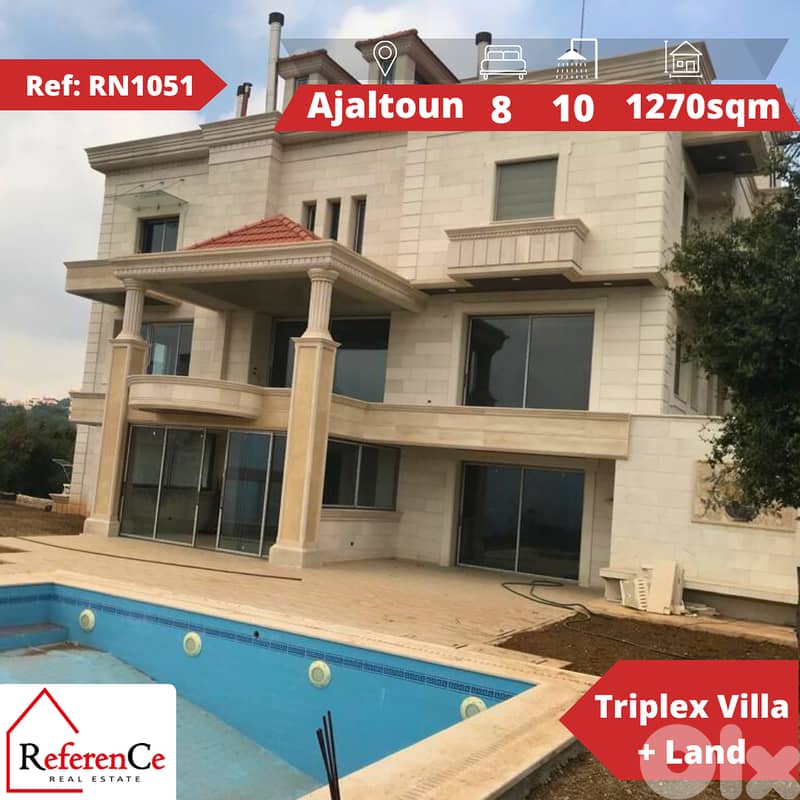 Triplex Villa with Land in Ajaltoun فيلا ثلاثية مع ارض في عجلتون