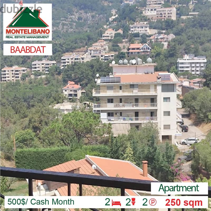 500/Cash Month!!! Apartment for rent in Baabdat!!! Apartments