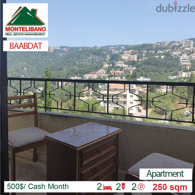 500/Cash Month!!! Apartment for rent in Baabdat!!! Apartments