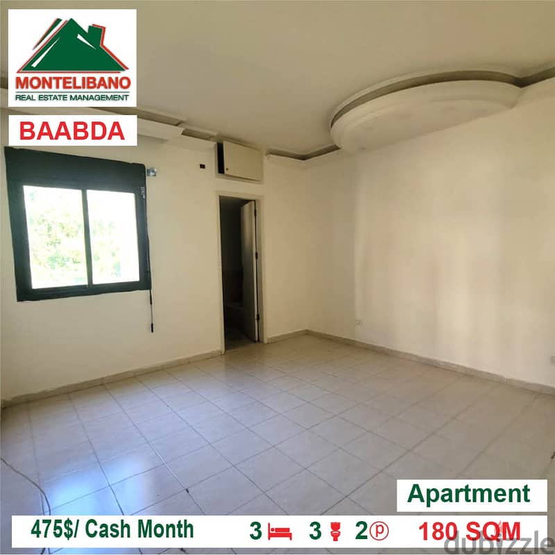 475/Cash Month!!! Apartment for rent in Baabda!!! Apartments