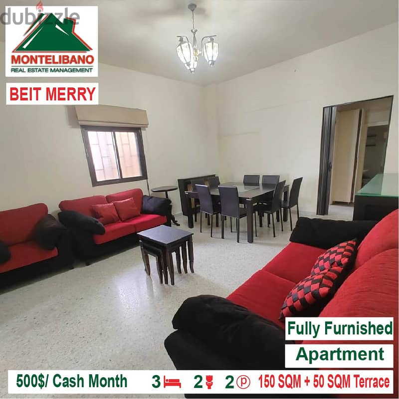 500/Cash Month!!! Apartment for rent in Beit Merry!!! Apartments