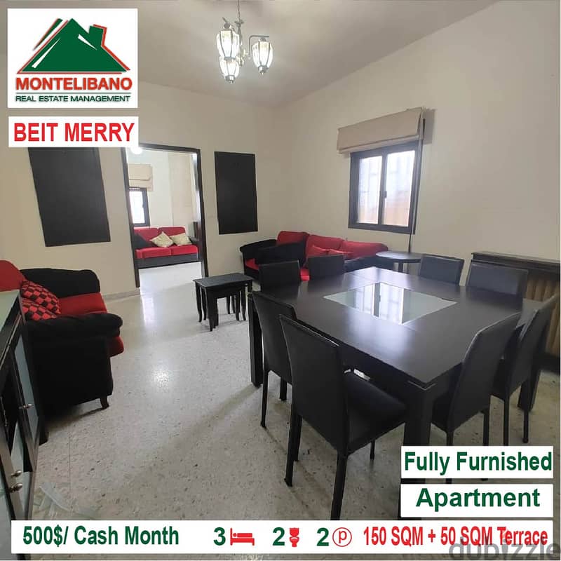 500/Cash Month!!! Apartment for rent in Beit Merry!!! Apartments