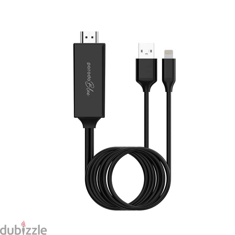 Porodo Lightning to HDMI Ultra HD 2M Cable PDHDLA 2MBK (BoxPack